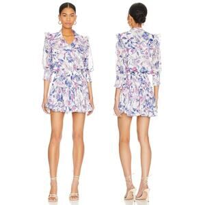 MISA Amelie Mini Dress Ruffle Trim Floral Party Cocktail Wedding Hoco Formal S
